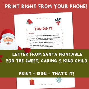 Carta de Santa Imprimible: Dulce, Cariño, Kind Child Imprimible