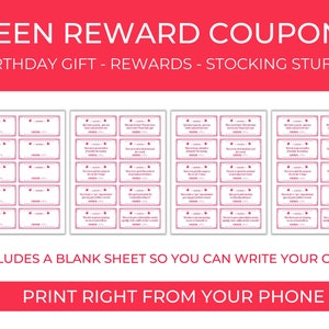 ティーン向け特典クーポン、ティーン向けラブクーポン、誕生日やクリスマスのバレンタインデークーポン、ティーン向けクリスマスプレゼント