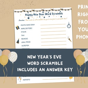 New Year&#39;s Eve Word Scramble - 2021 New Years Eve Party, New Years Eve Games, Kid Games, Printables, New Years Eve Printables