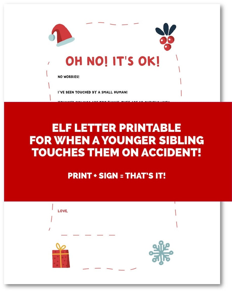 Letter From Your Elf If Sibling Accidently Touched Them - Printable - Etsy
