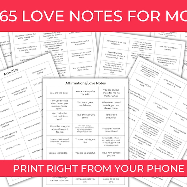 Christmas From Daughter, Birthday Gifts for Mom, Gifts for her, Love Notes, Sentimental, Printable, 365 Reasons Why I love you, last minute