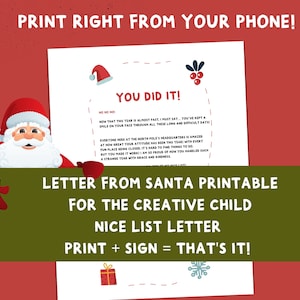 Santa Carta imprimible para el niño creativo imprimible
