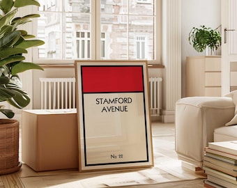 Personalised Street Print, Monopoly Inspired Print, Housewarming Gift, Custom Property Poster, Trendy Art, New Home Gift, Red - Digital File
