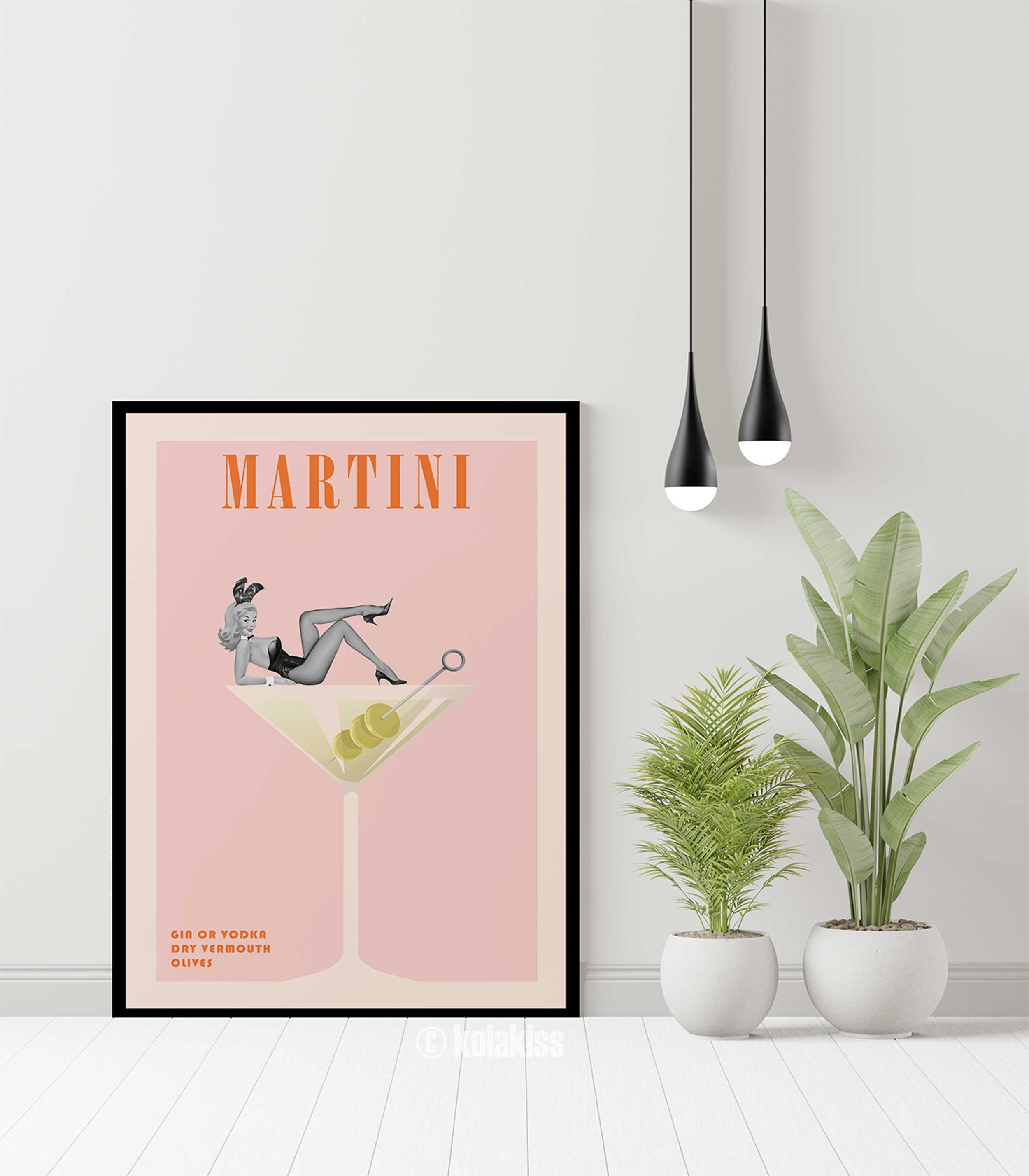 Martini Cocktail Print, Bar Cart Art, Retro Cocktail Print, Vintage ...