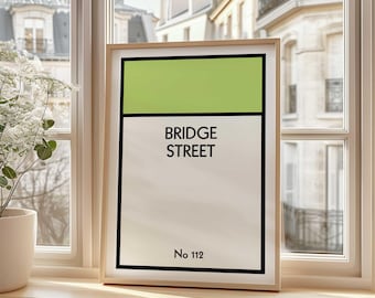 Personalised Street Print, Monopoly Inspired Print, Housewarming Gift, Custom Property Poster, Trendy New Home Gift, Lime - Digital File