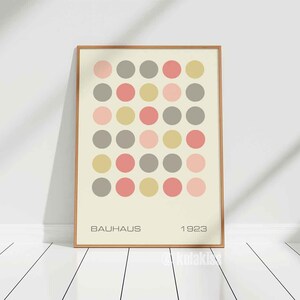 Bauhaus Exhibition Poster, Bauhaus Design, Geometric Dots, Mid Century Modern, Minimalist Art, Trendy Wall Art, Pastel, Museum Print