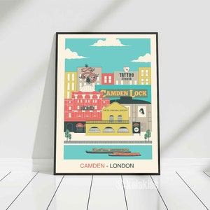Camden Town Print, Camden Poster, London Travel Poster, Camden Wall Art, London Print, Camden Market, Camden Lock, Colorful London Print