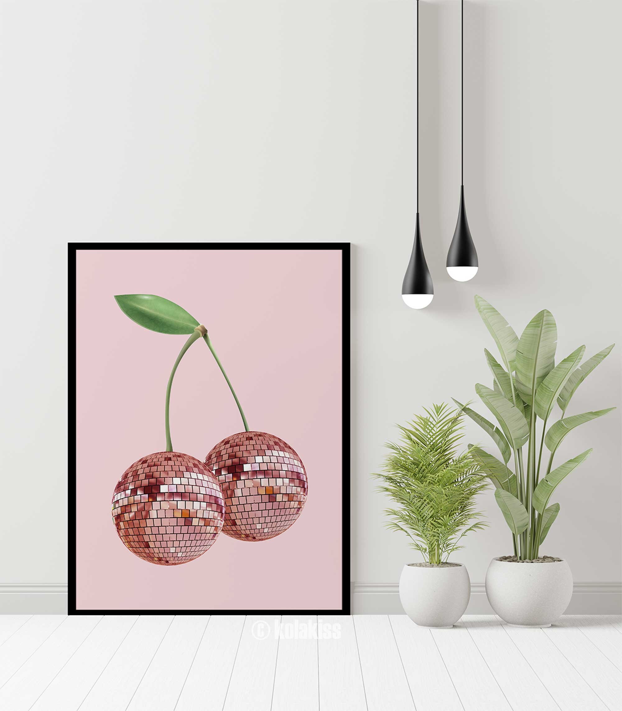 Cherry Disco Balls Print Disco Ball Decor Disco Ball Art Etsy UK