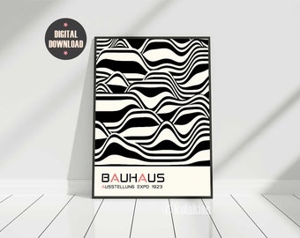 Bauhaus Exhibition Poster, Bauhaus Design Print, Geometric Graphic Art, Minimalist Wall Art, Bauhaus Abstract Print, Black and White Print