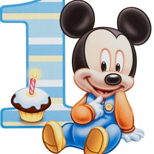 Baby Mickey Mouse 1st Birthday Image Personalized Name Digital Etsy