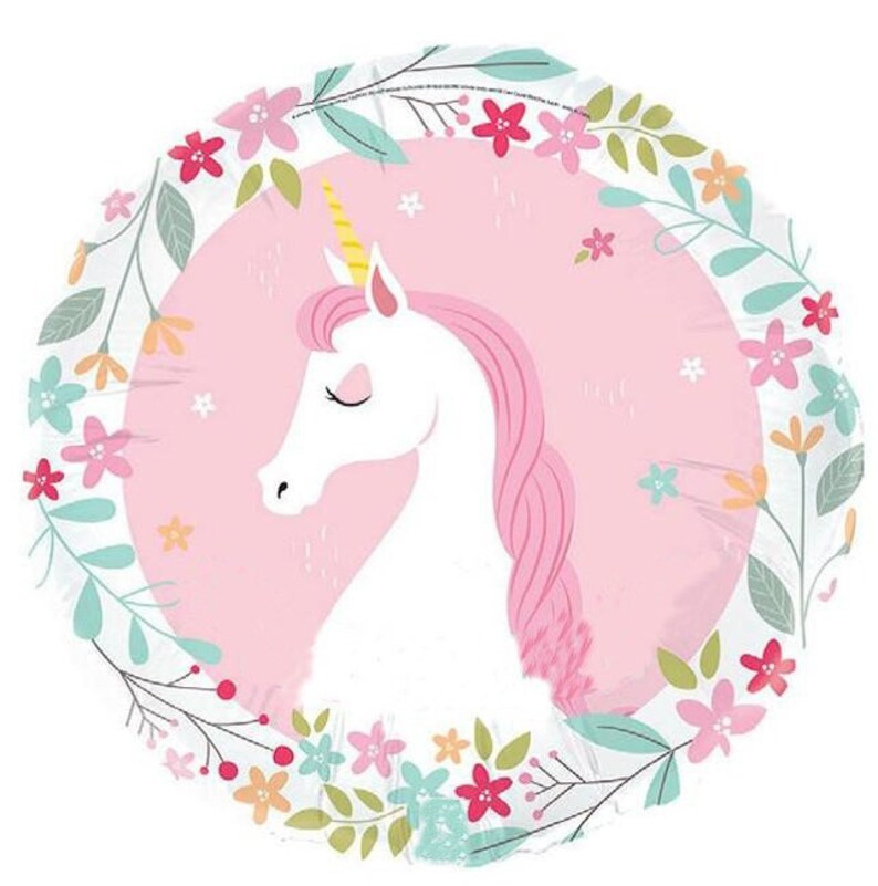 Edible rice paper 20cm round white unicorn cake topper