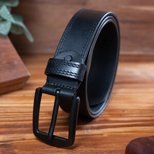 Mens 100% Genuine FULL GRAIN Casual Leather Dress Jeans Full Belts Polished Buckle 38mm width