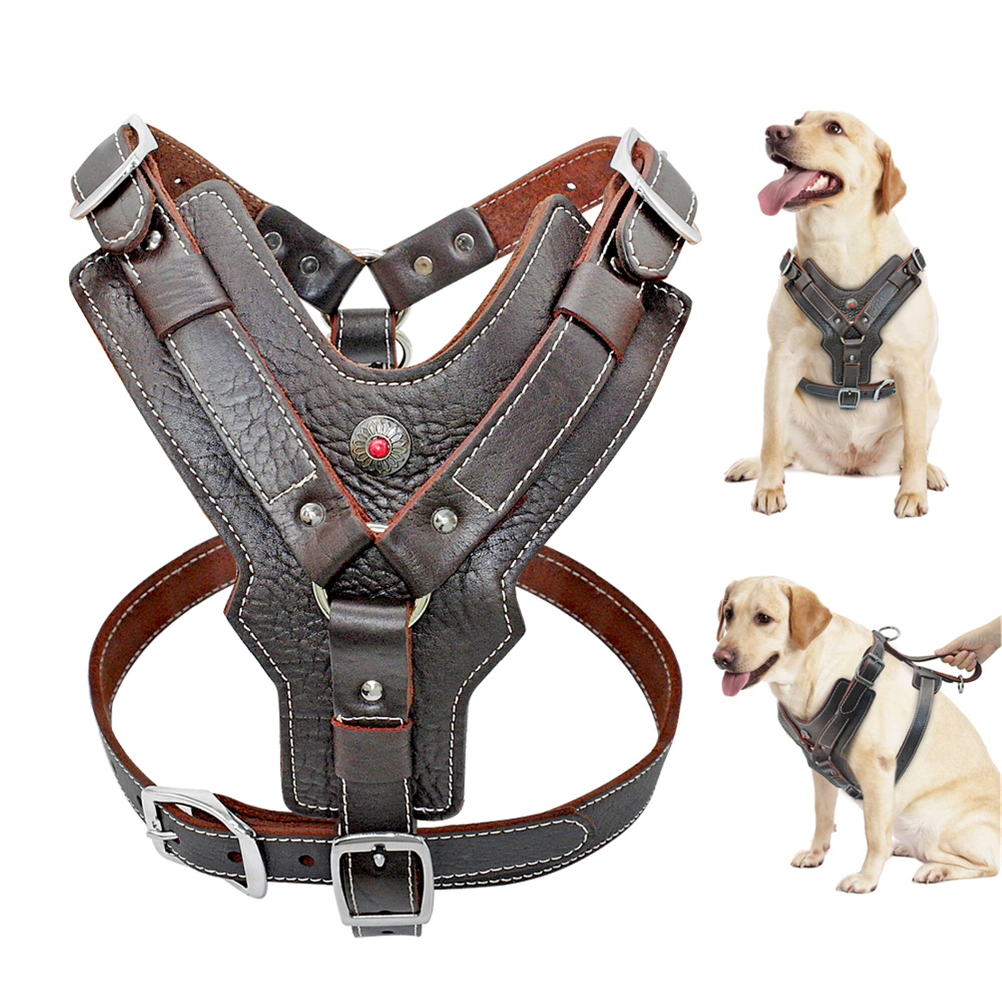 Nylon Service Training Dog Harness vest Padded Heavy Duty Pitbull Husky Boxer
