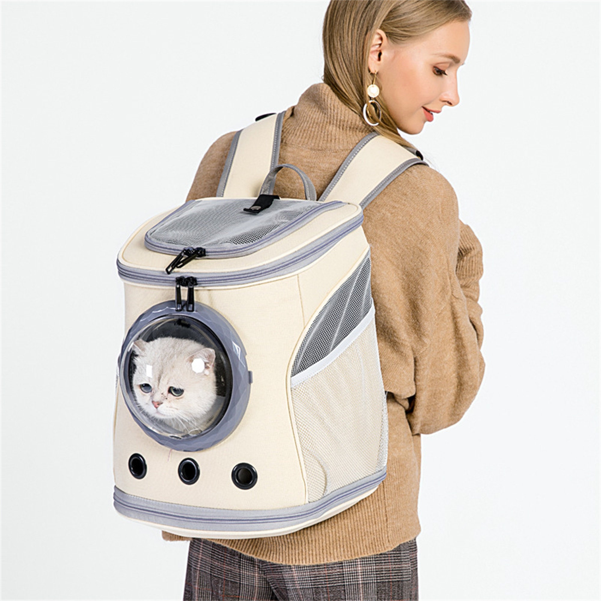 Walking /& Outdoor Use Fenteer Cat Carrier Backpack Designed for Travel Rainbow Clear Space Capsule Bubble Portable Pet Carrier for Small Dog Kitty Hiking
