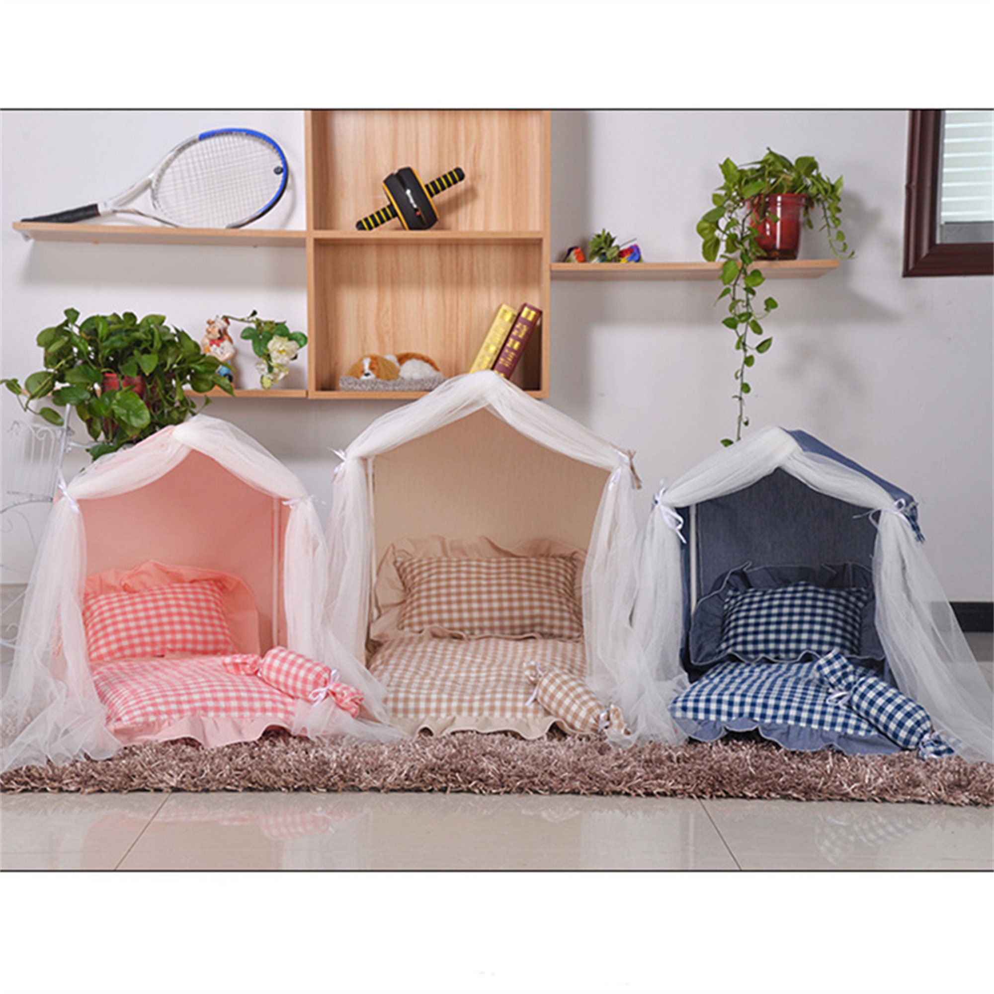 Gauze Princess Pink Grid Bed for Small Dogs Tent Sweet Cat Etsy