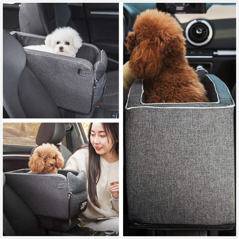 Dog Car Seat Pet Carrier Universal Armrest Box Nonslip Quilted image 2