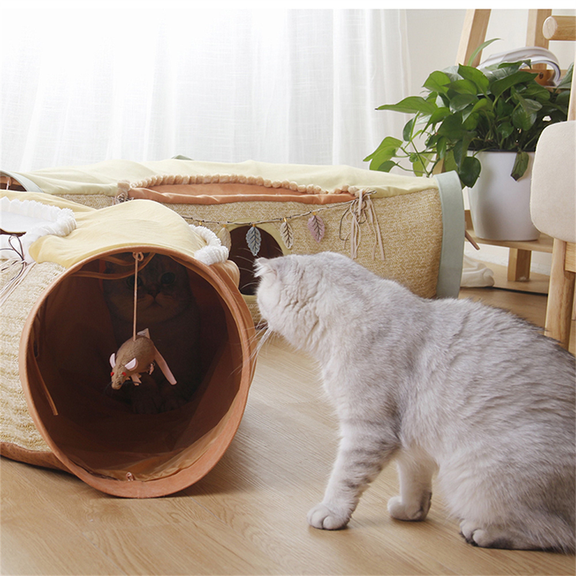 Pet Cat Tunnel Bed With Mat Collapsible 2 Way Tube with Etsy