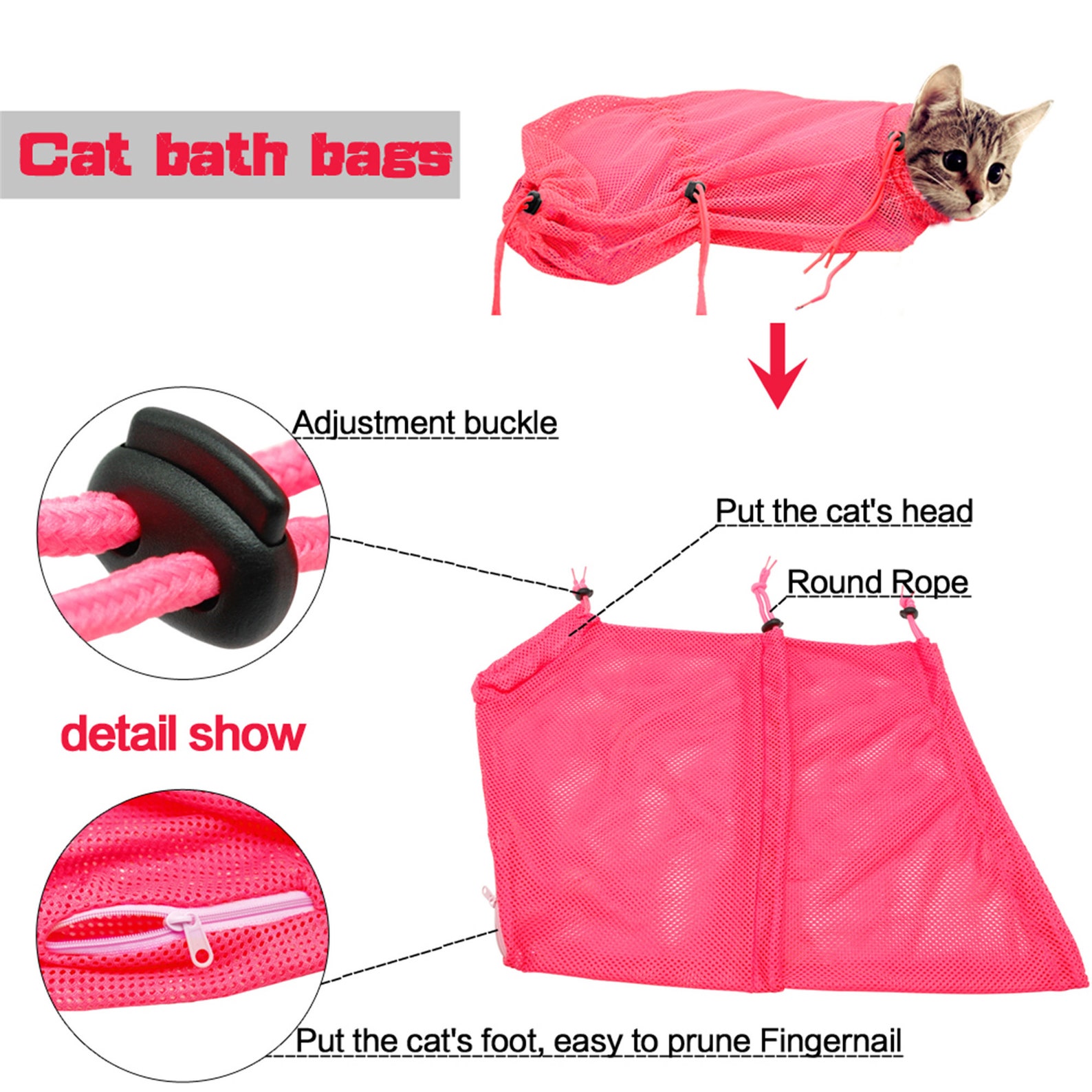 New Mesh Cat Grooming Bathing Bag No Scratching Biting Etsy