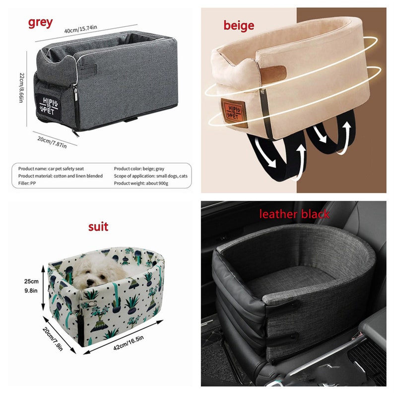 Dog Car Seat Pet Carrier Universal Armrest Box Nonslip Quilted Etsy