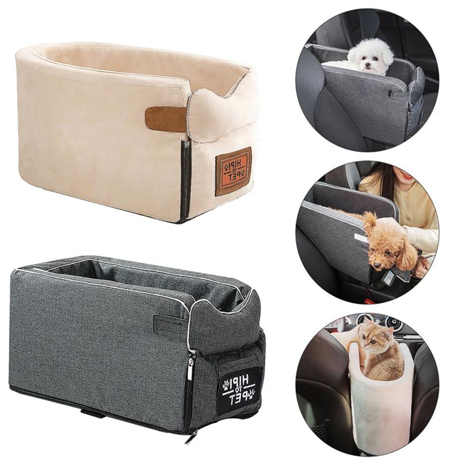 Dog Car Seat Pet Carrier Universal Armrest Box Nonslip Quilted Etsy