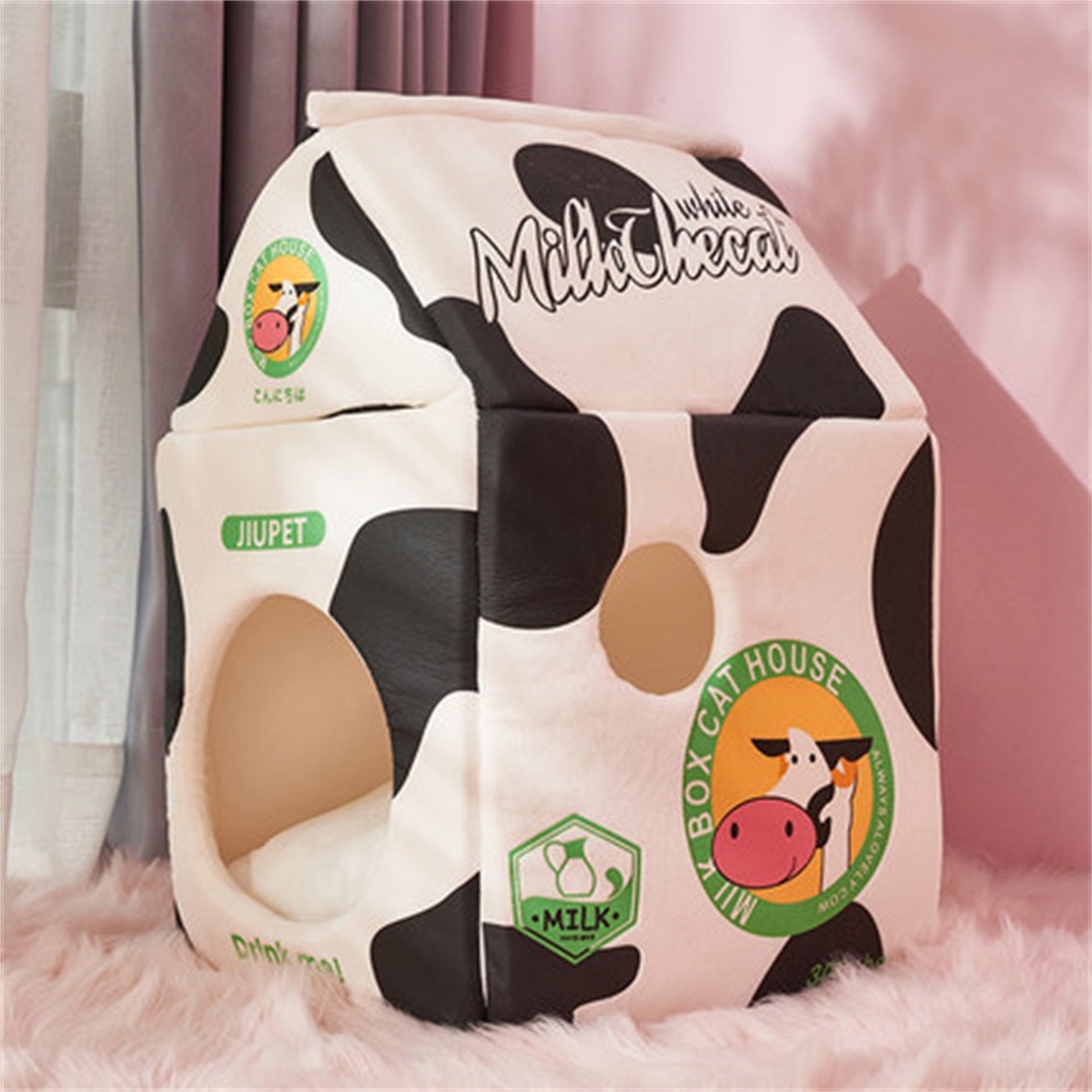 Foldable Cute Pet Cat Bed House Strawberry Banana Milk Box Cat Etsy