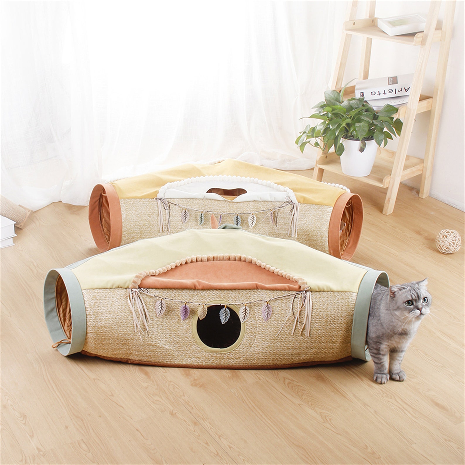 Pet Cat Tunnel Bed With Mat Collapsible 2 Way Tube with Etsy