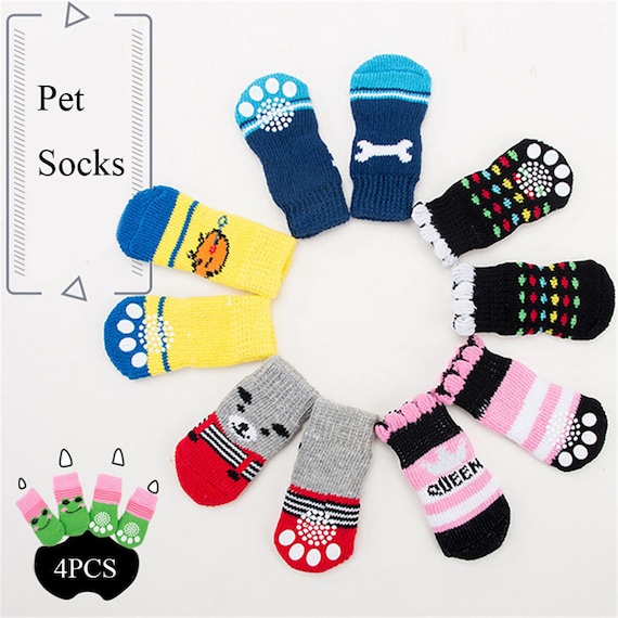 4pcs/Set Cute Puppy Dog Knit Socks Small Dogs Cotton AntiSlip Etsy