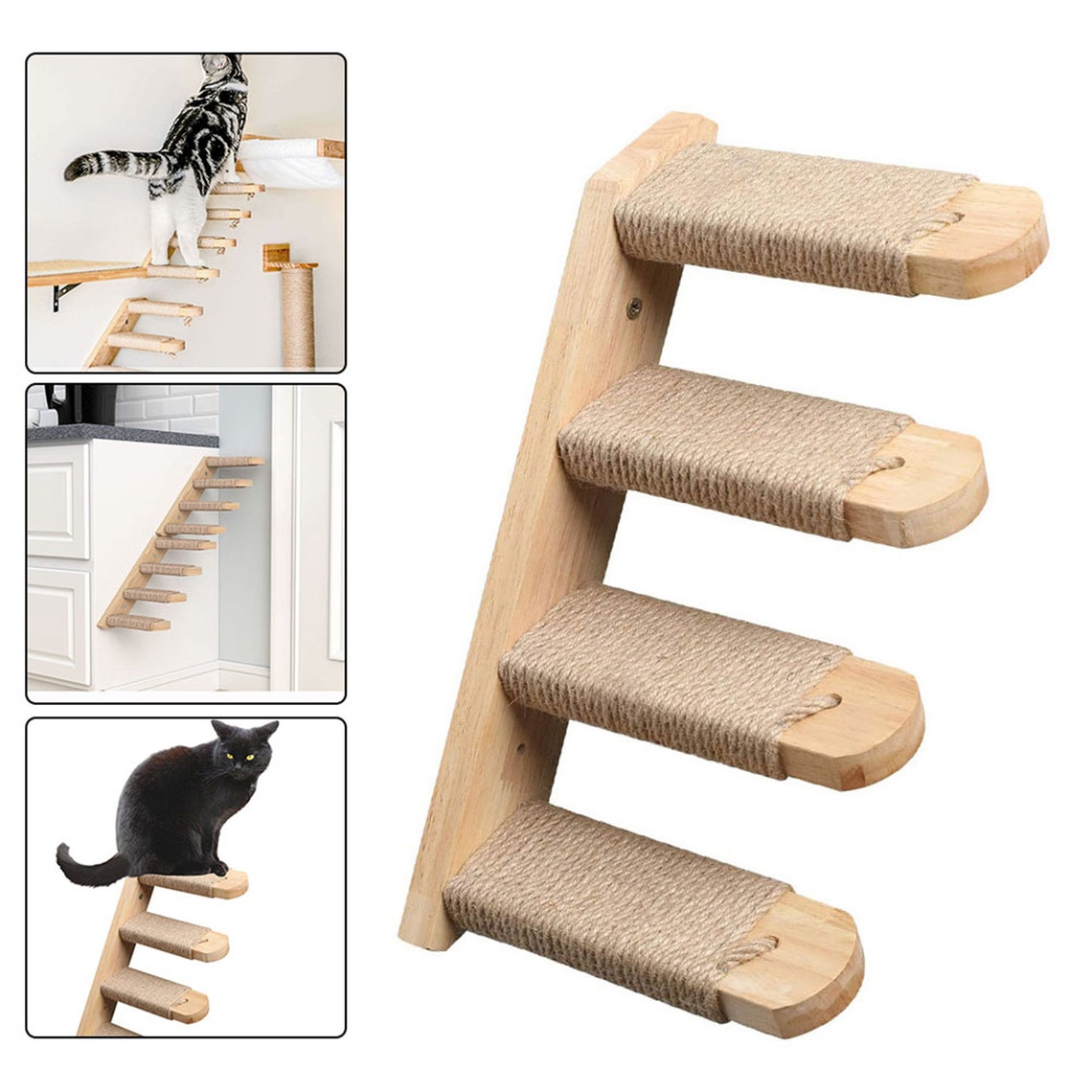 WallMounted Cat Climbing Ladder Wood Stairs Pet Furniture Etsy