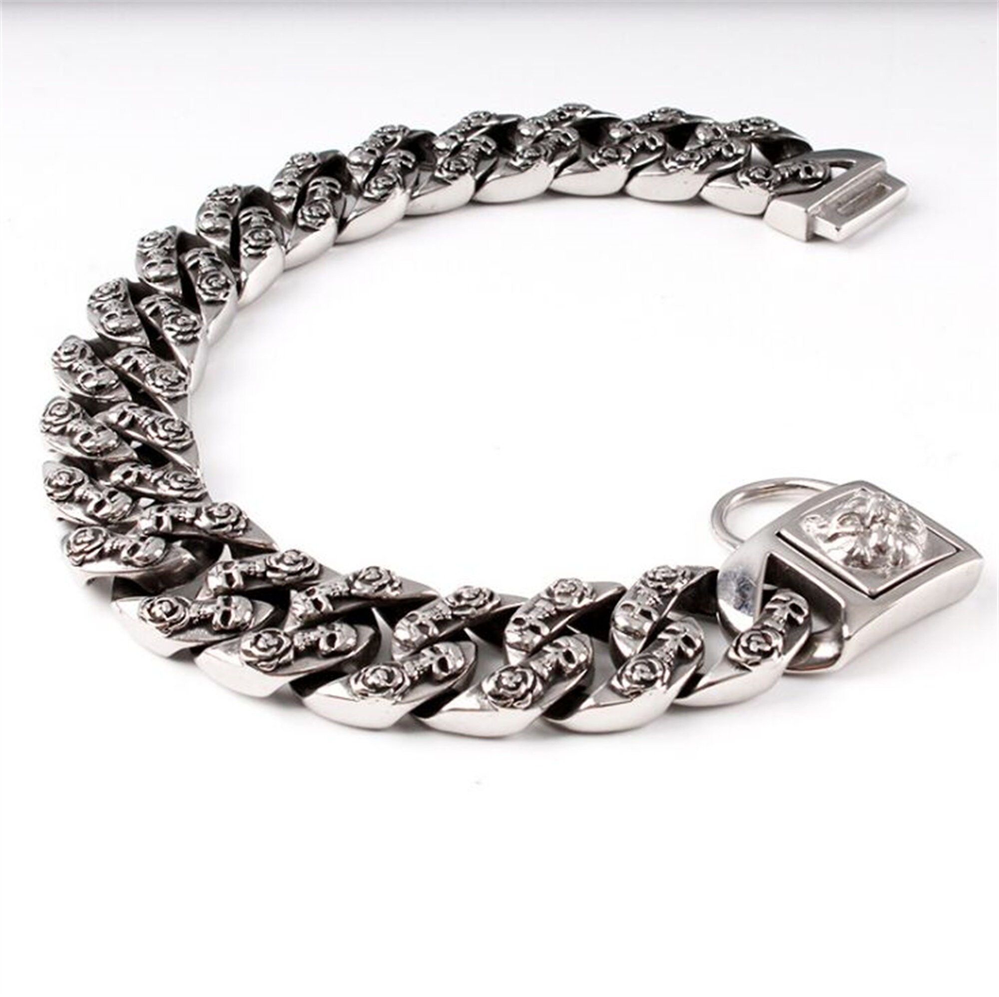 Skull Designer Dog Chain Collar Leash Stainless Steel 32mm Etsy