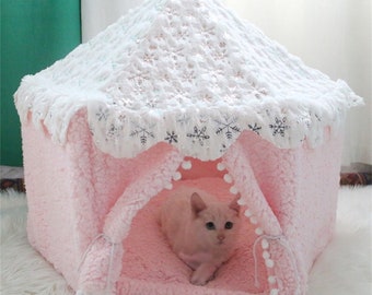 pink cat bed