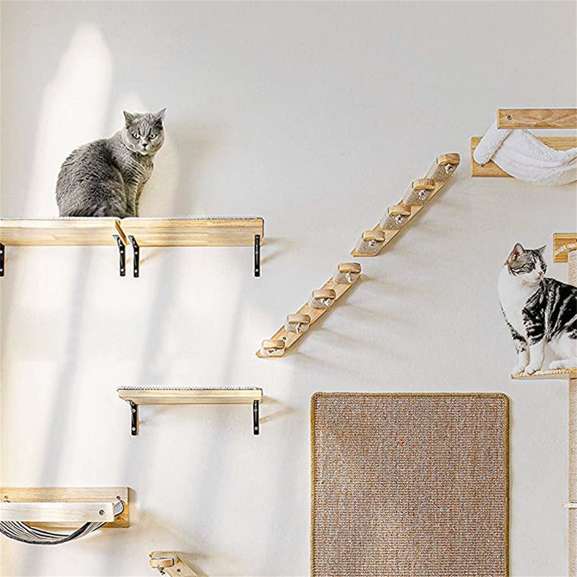 WallMounted Cat Climbing Ladder Wood Stairs Pet Furniture Etsy