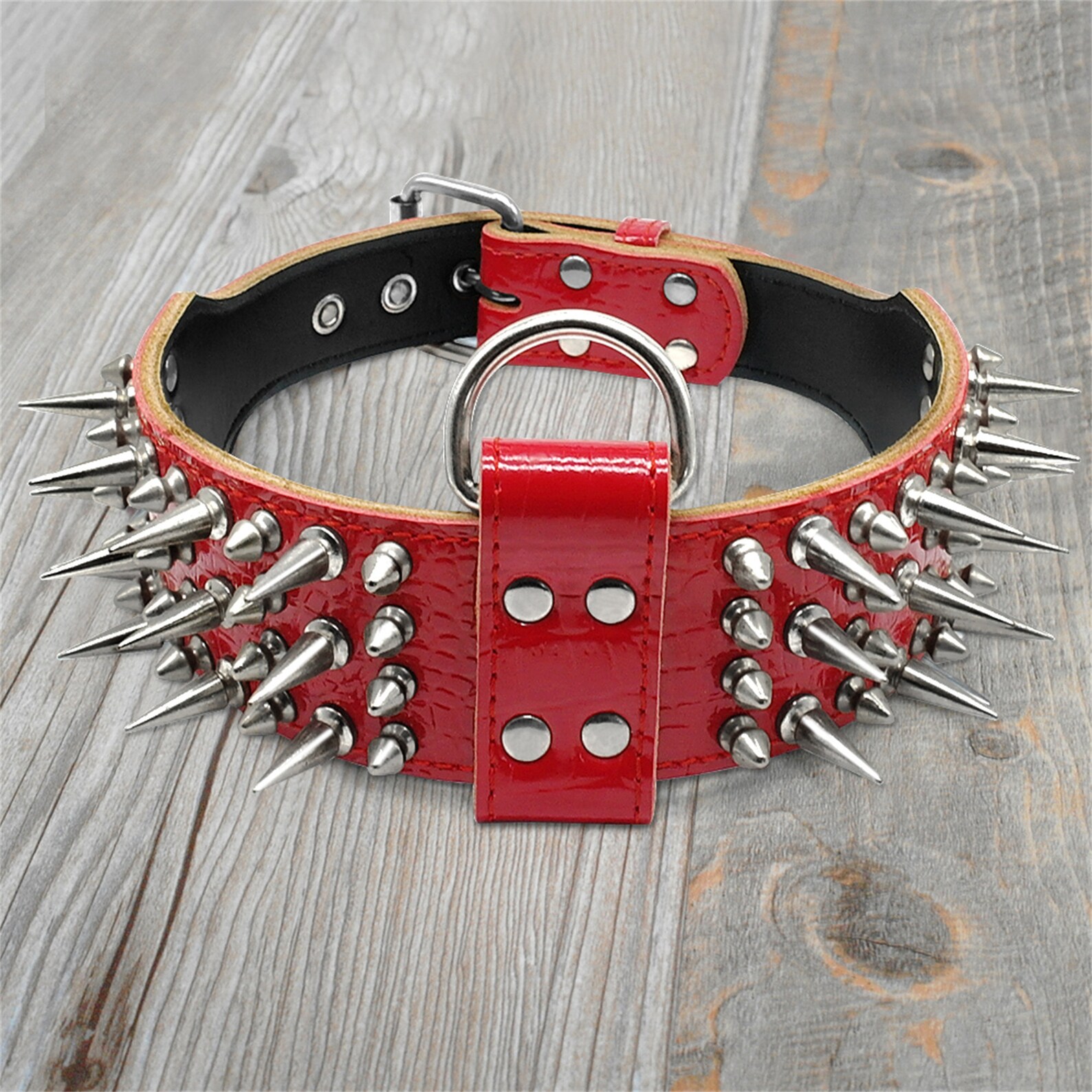 2.0 Wide Luxurious Leather Dog Collar Sharp Spike Etsy