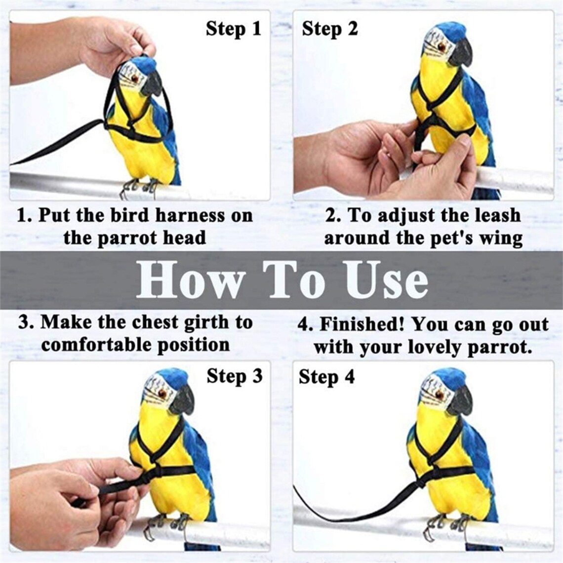 Pet Bird Harness and Leash Adjustable Parrot Harness Leash Etsy