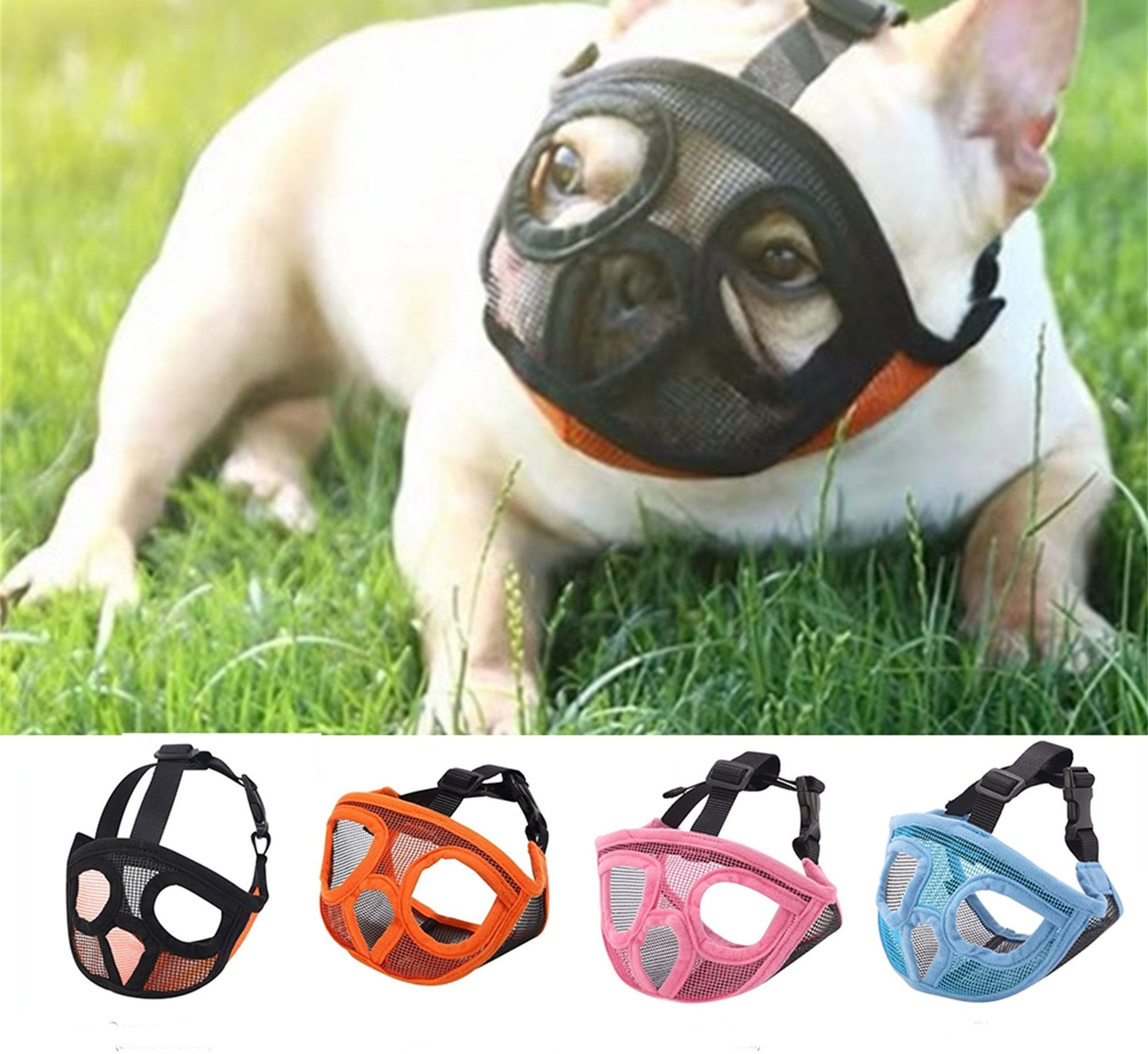 Breathable Mesh Short Snout Pet Dog Muzzle Adjustable French Etsy