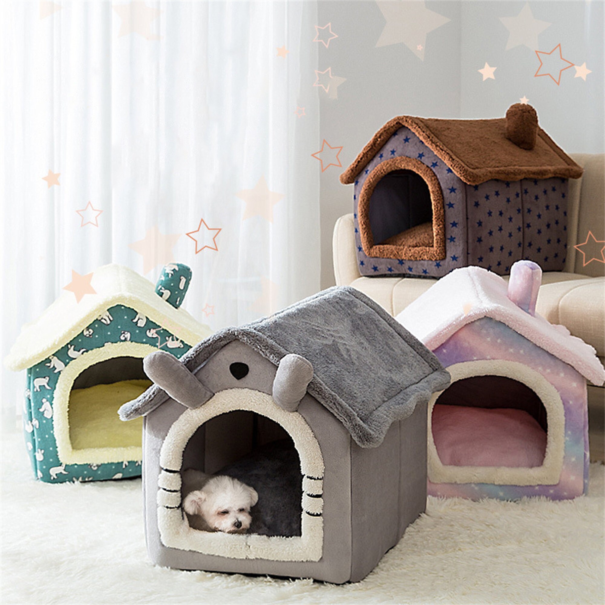 Cat House Pet Bed Dog House Four Seasons Warm Washable Noslip Etsy