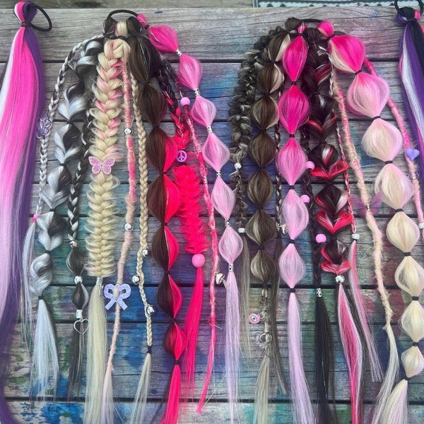 Rave Braids CUSTOM (hair tie in) 1 set per order/ pony tail not pigtales