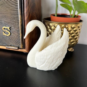 Vintage Hand Carved Coral Swan Figurine
