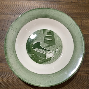 Vintage 8” Soup Bowl, Green Colonial Homestead by Royal China