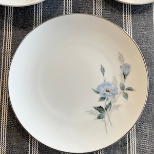 Vintage Noritake China Sylvia Salad Plate, white with blue flower