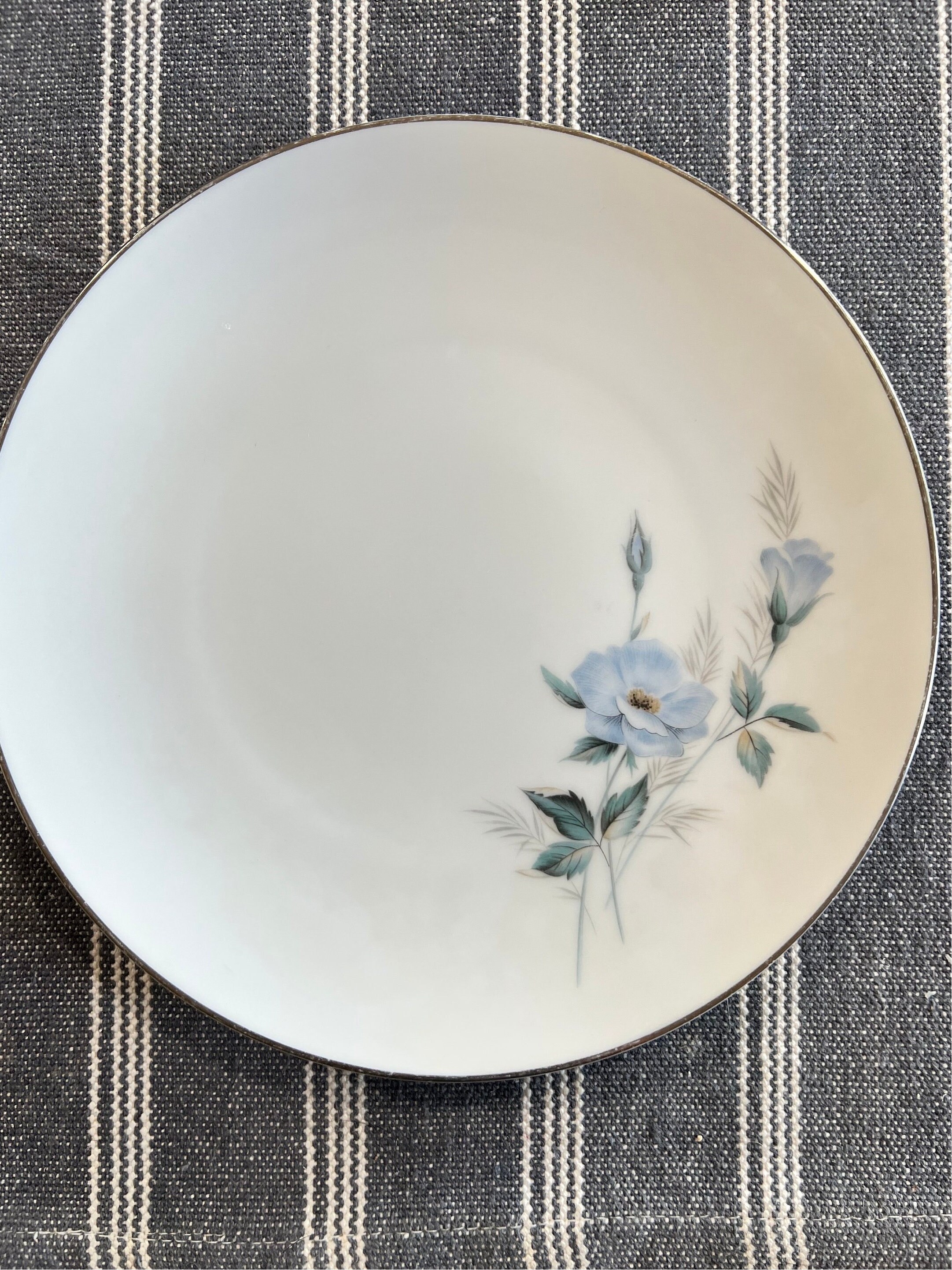 Vintage Noritake China Sylvia Salad Plate, White With Blue Flower