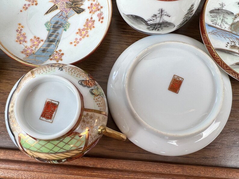 Japanese Kutani China Tea Set With Lithophane Geisha Etsy