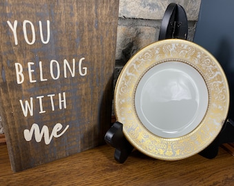 Piatto da pane vintage Wedgwood B0ne China, draghi fiorentini dorati