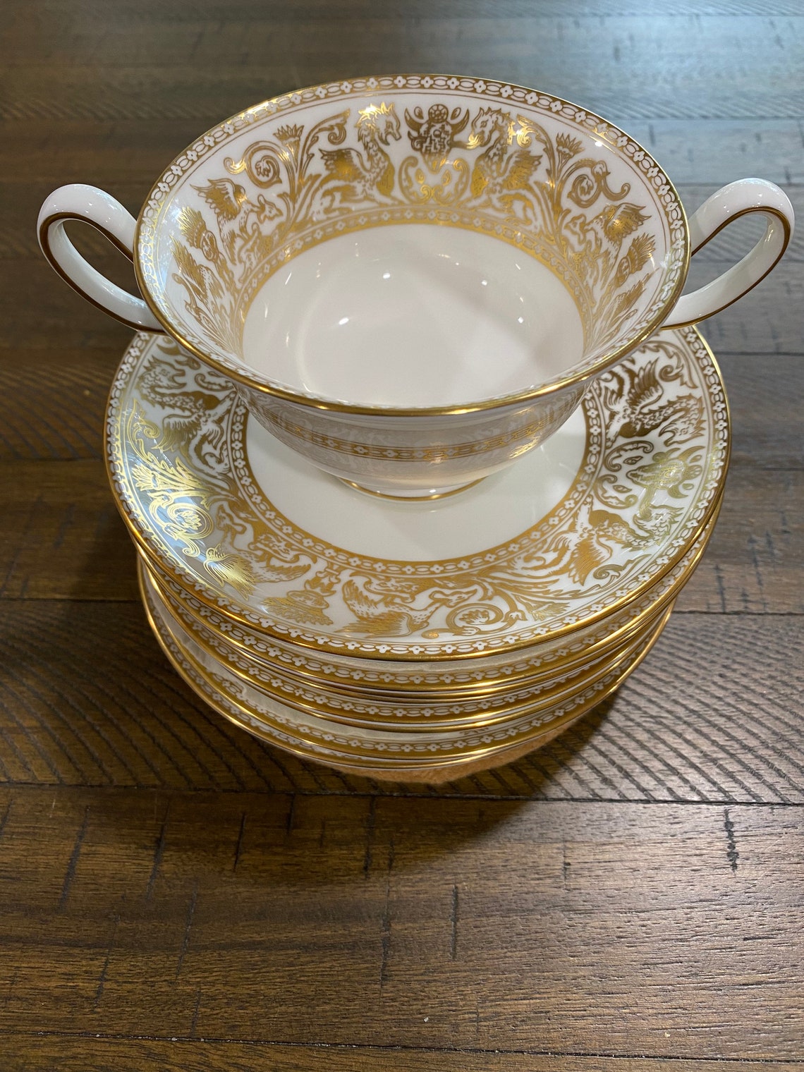 Vintage Wedgwood Bone China Set of Cream Soup Bowl and Saucer Etsy