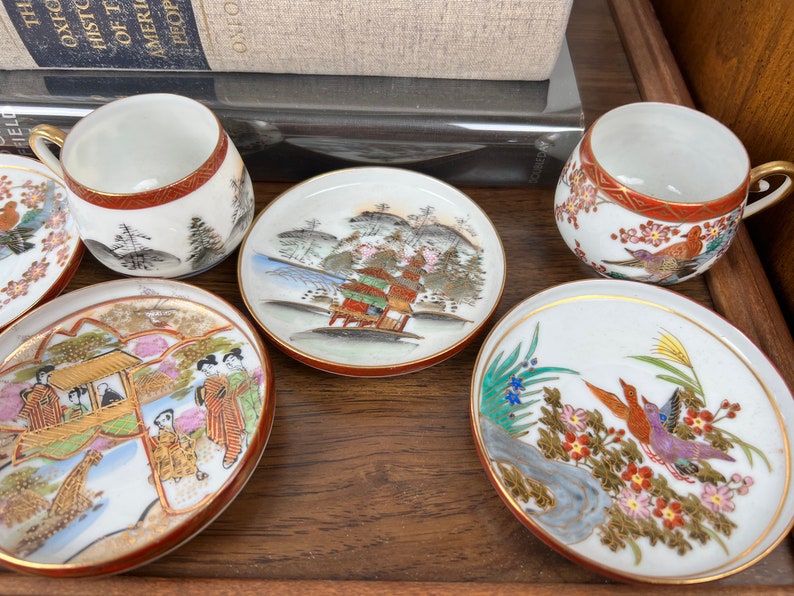 Japanese Kutani China Tea Set With Lithophane Geisha Etsy