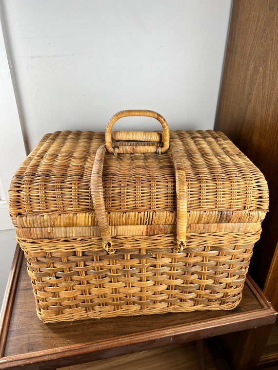 Picnic Basket Set Vintage 1960s-1970s 21 Pieces Plastic Plates, Cups, –  Shop Cool Vintage Decor