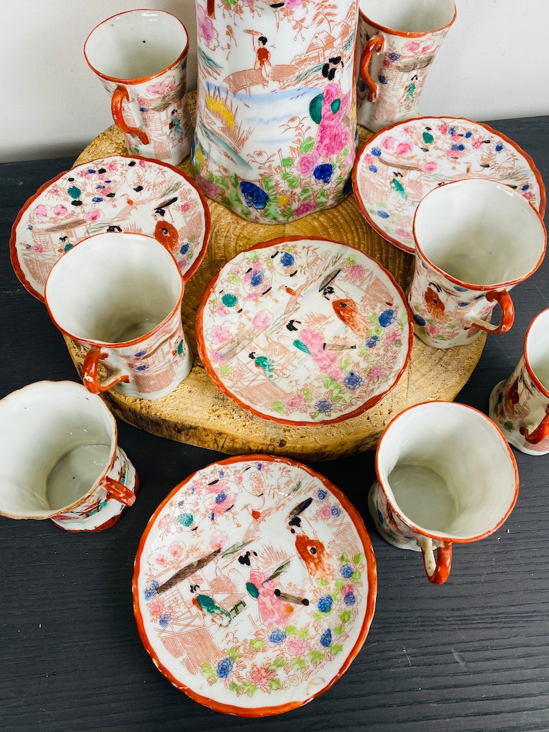 Vintage Asian Inspired Geisha Girl Tea Set or Chocolate Pot Etsy