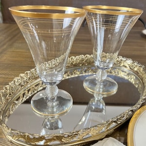Vintage Cocktail Glasses or Ice Tea Glasses, gold rim