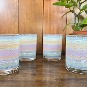 Vintage MCM Cera Rainbow low ball or old fashioned cocktail glasses