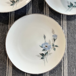 Vintage Noritake China Sylvia Bread and Butter Plate, white with blue flower