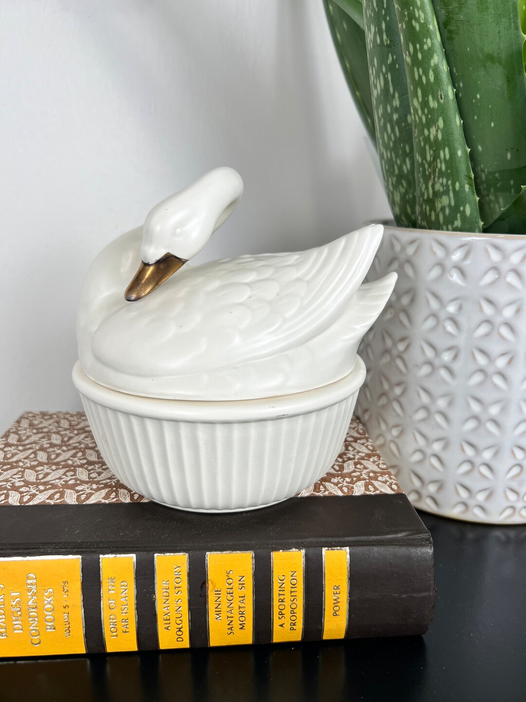 Vintage Fitz & Floyd Swan Butter Dish Candy Bowl Etsy